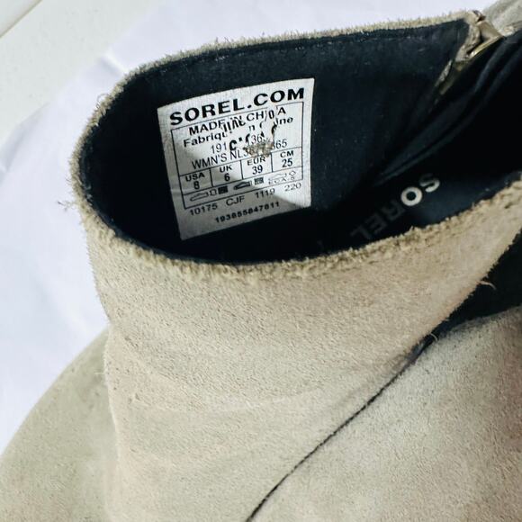 Sorel Joan of Arctic Sage Green Two Tone Suede Wedge Zip Ankle Boots Size 8 - Picture 6 of 6